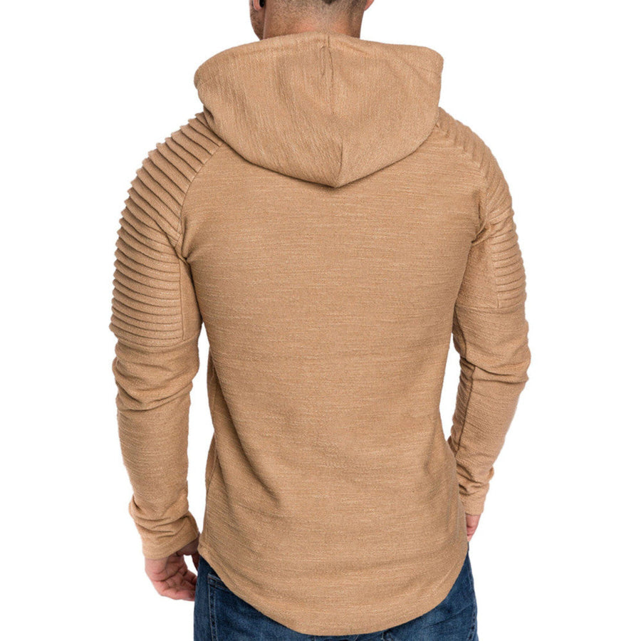 Men’s Plus Size Slim Fit Ribbed Hoodie with Drawstring Apparel and Accessories