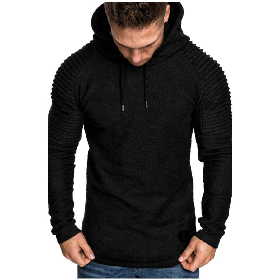 Men’s Plus Size Slim Fit Ribbed Hoodie with Drawstring Apparel and Accessories