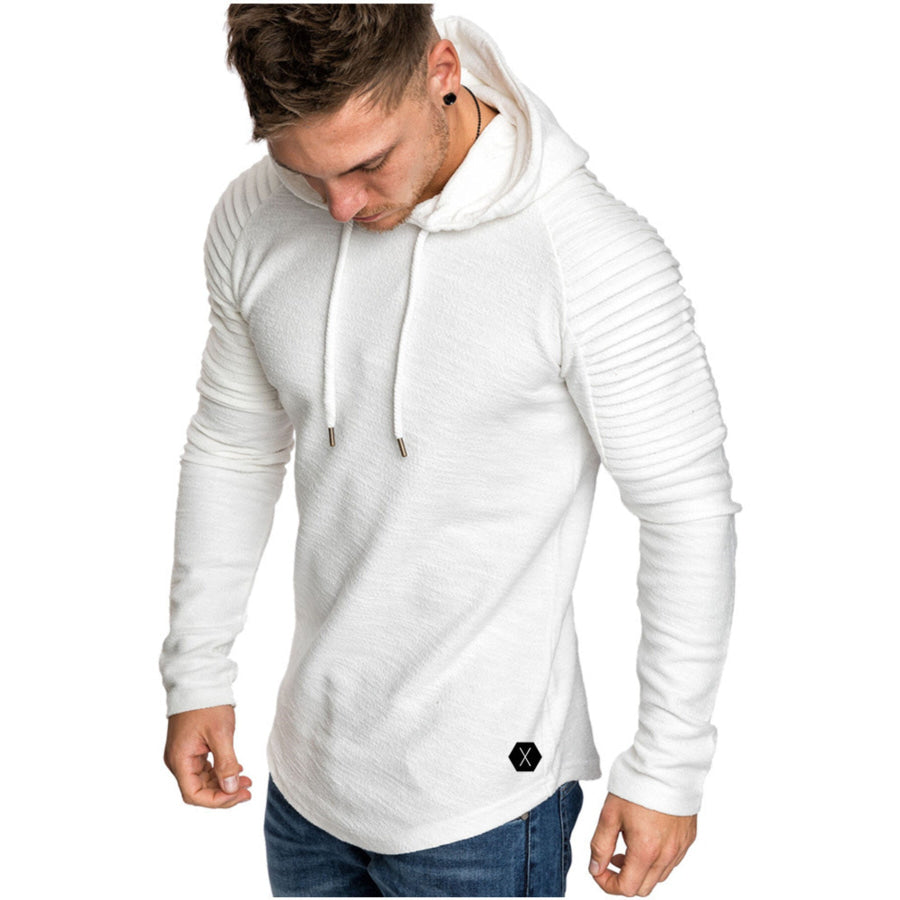 Men’s Plus Size Slim Fit Ribbed Hoodie with Drawstring White / M Apparel and Accessories