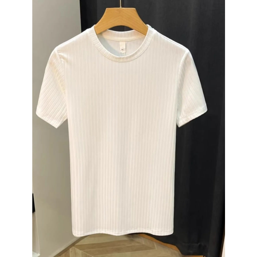 Men’s Plus Size Slim Fit Ribbed Knit T-Shirt White / M Apparel and Accessories