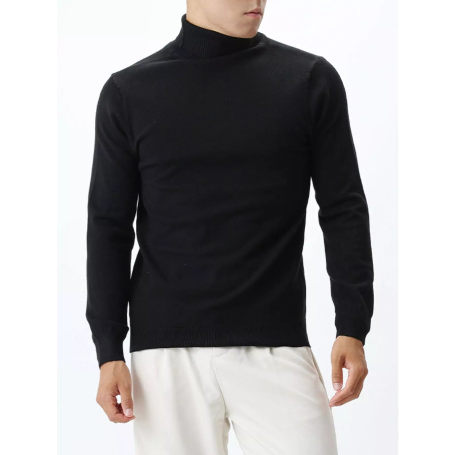 Men’s Plus Size Slim-Fit Ribbed Turtleneck Sweater Black / M Apparel and Accessories