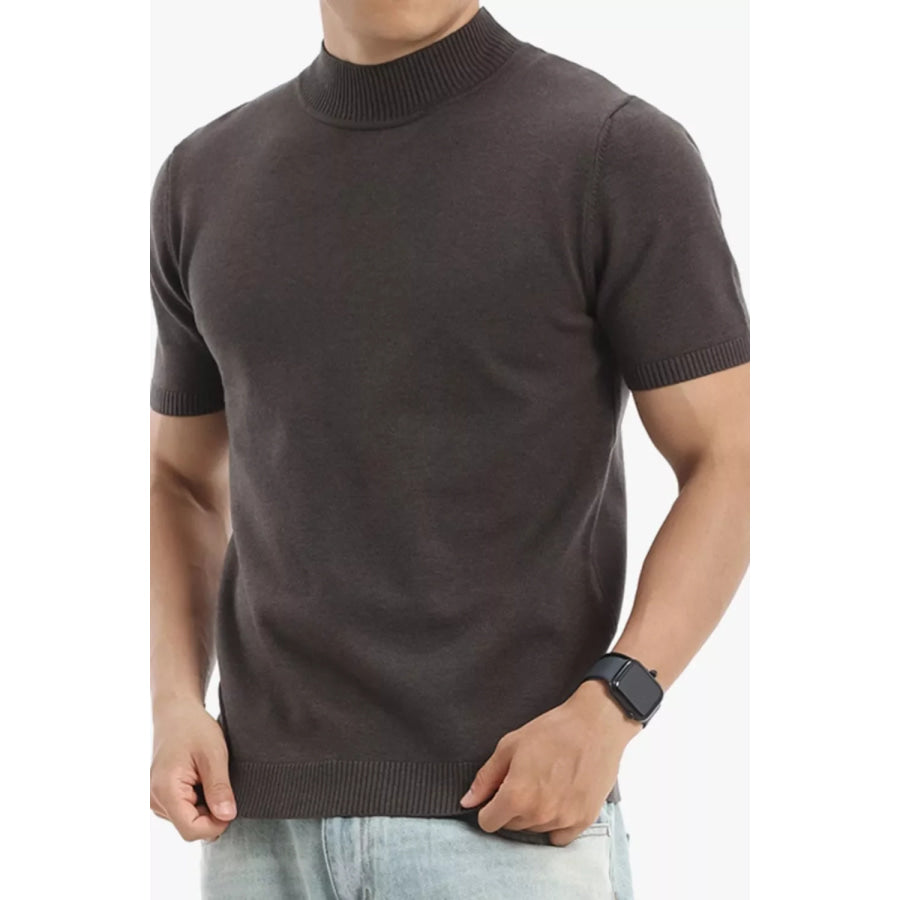 Men’s Plus Size Slim Fit Short Sleeve Sweater Dark Gray / M Apparel and Accessories
