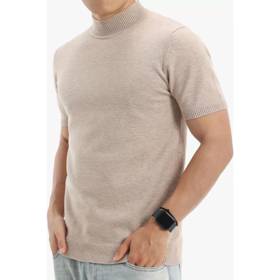 Men’s Plus Size Slim Fit Short Sleeve Sweater Eggshell / M Apparel and Accessories