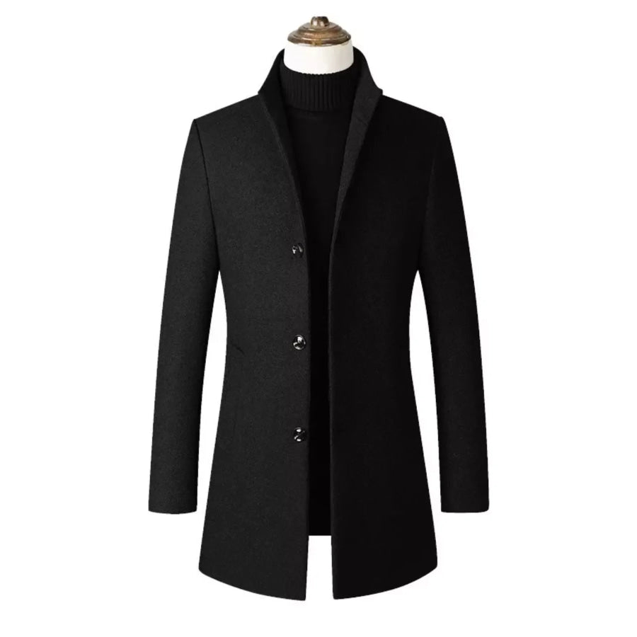 Men’s Plus Size Slim Fit Stand Collar Overcoat Black / M Apparel and Accessories