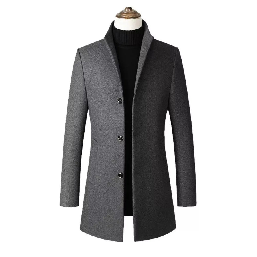Men’s Plus Size Slim Fit Stand Collar Overcoat Dark Gray / M Apparel and Accessories