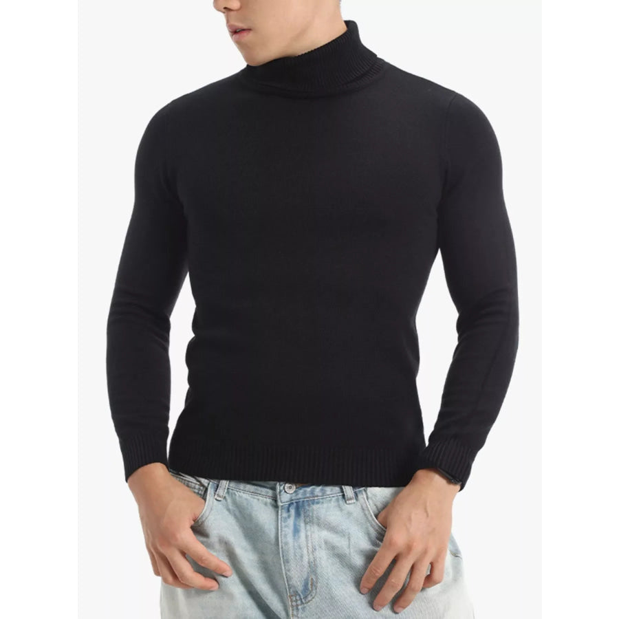 Men’s Plus Size Slim-Fit Turtleneck Sweater Black / M Apparel and Accessories