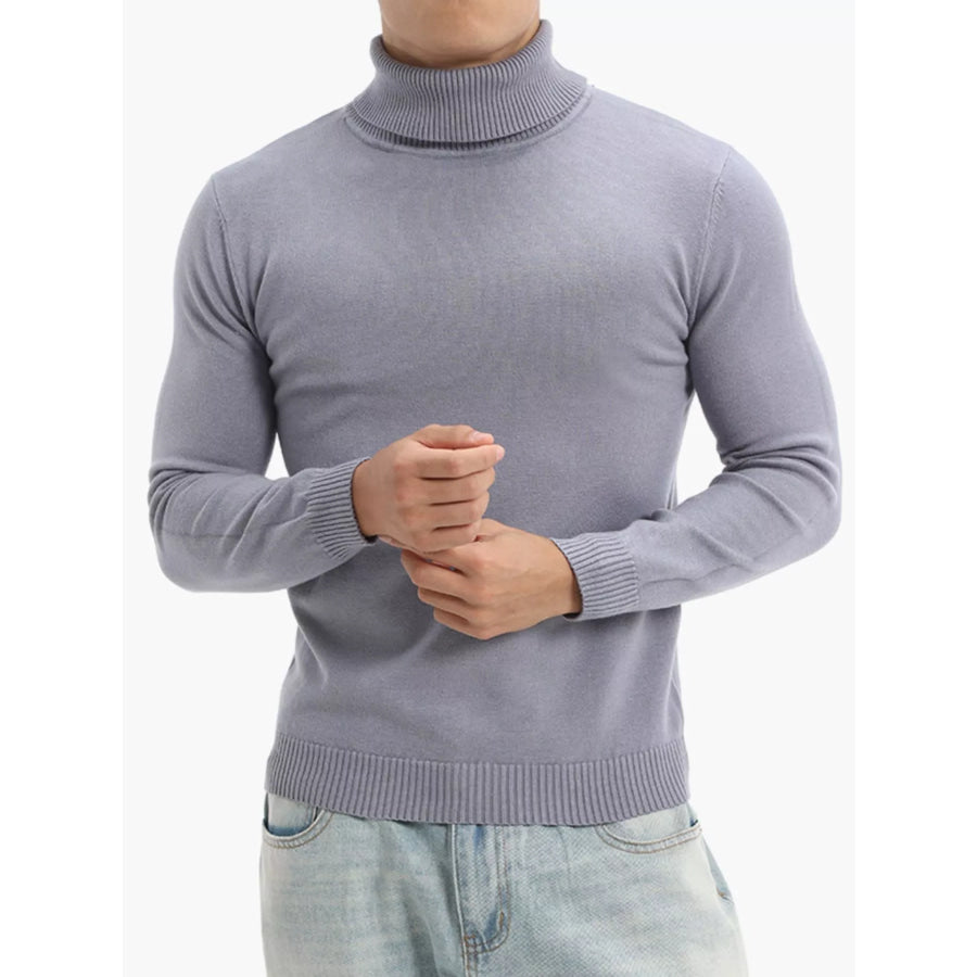 Men’s Plus Size Slim-Fit Turtleneck Sweater Blue Gray / M Apparel and Accessories