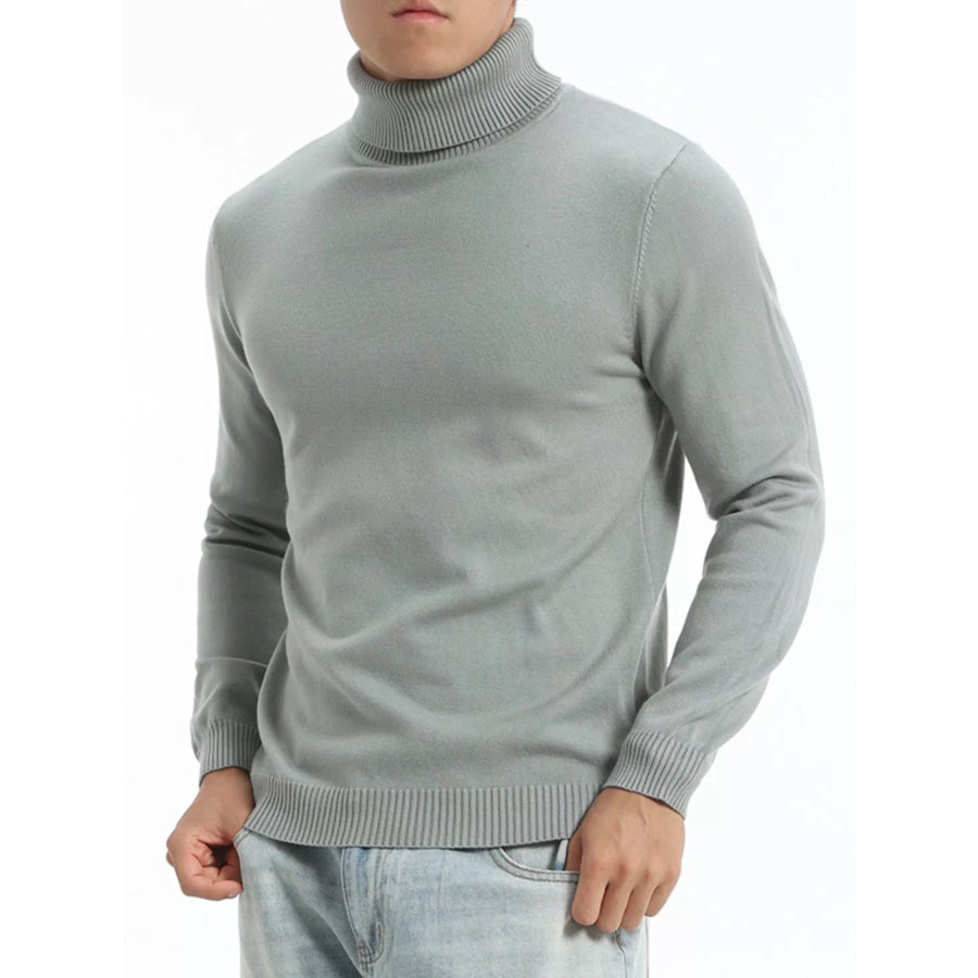Men’s Plus Size Slim-Fit Turtleneck Sweater Grass Green / M Apparel and Accessories