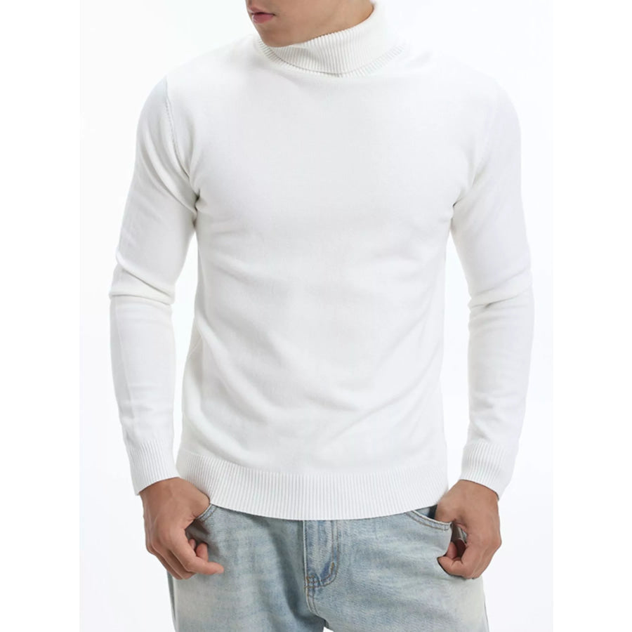 Men’s Plus Size Slim-Fit Turtleneck Sweater White / M Apparel and Accessories