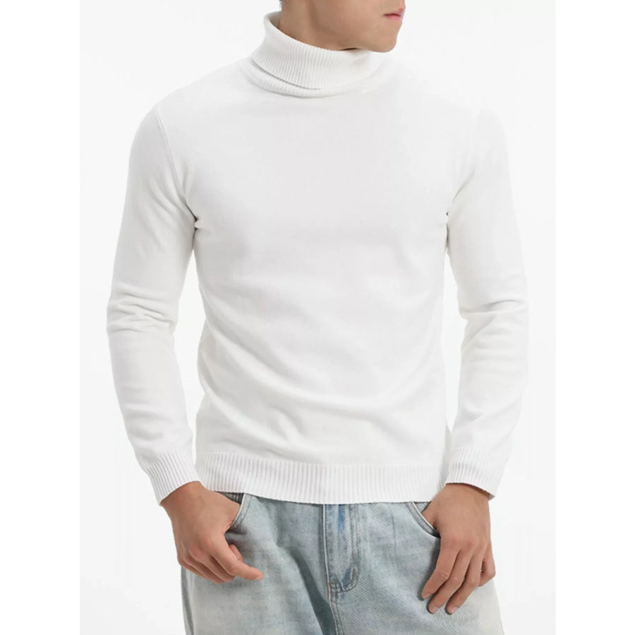 Men’s Plus Size Slim-Fit Turtleneck Sweater White / M Apparel and Accessories