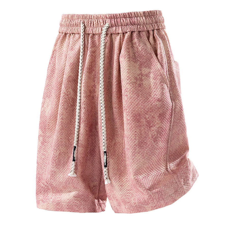 Men’s Plus Size Snake Print Drawstring Shorts Lotus Root Pink / M Apparel and Accessories