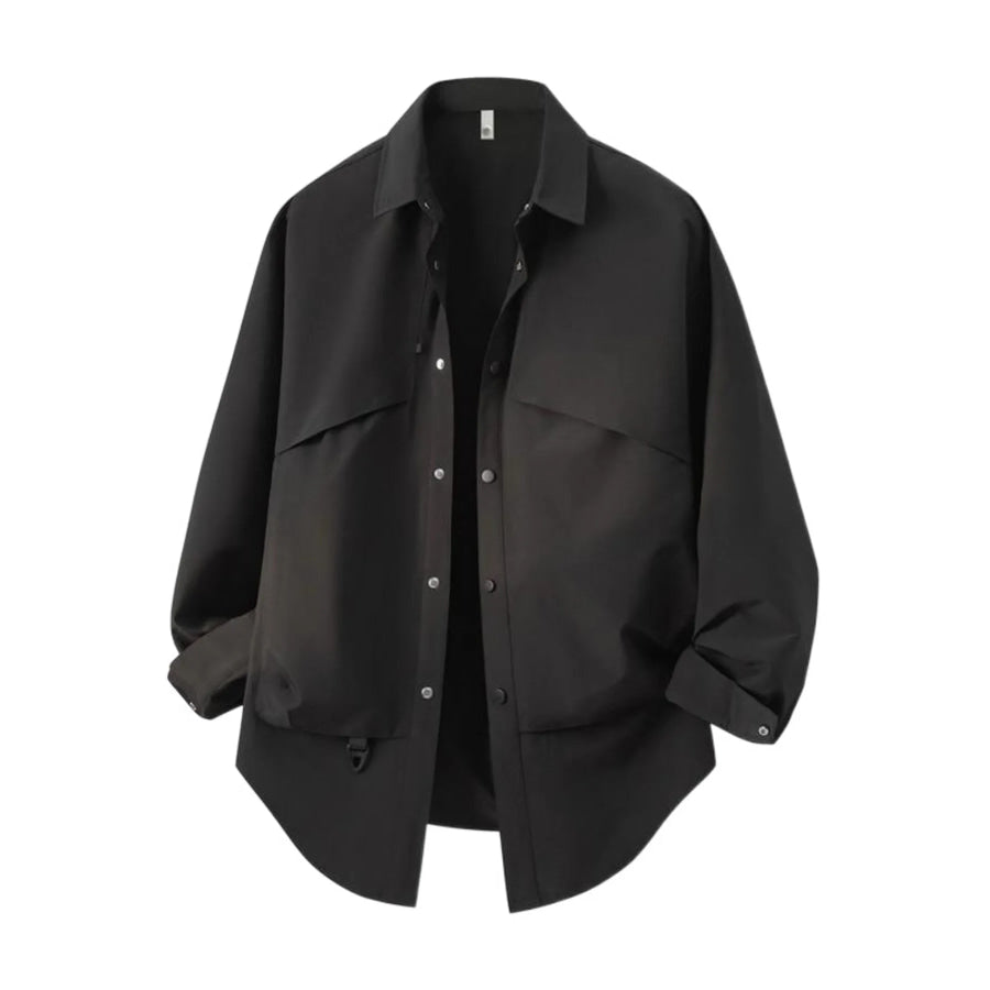 Men’s Plus Size Snap Down Long Sleeve Shirt Black / M Apparel and Accessories