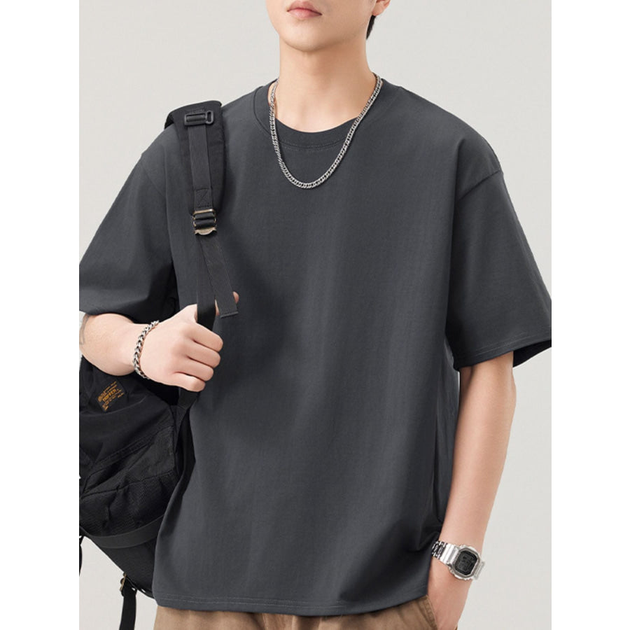 Men’s Plus Size Solid Color Casual Loose T-Shirt Dark Gray / M Apparel and Accessories