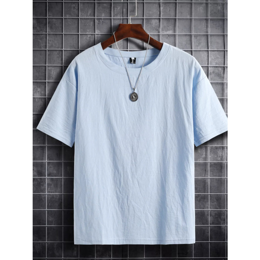 Men’s Plus Size Solid Color Short Sleeve T-Shirt Light Blue / M Apparel and Accessories