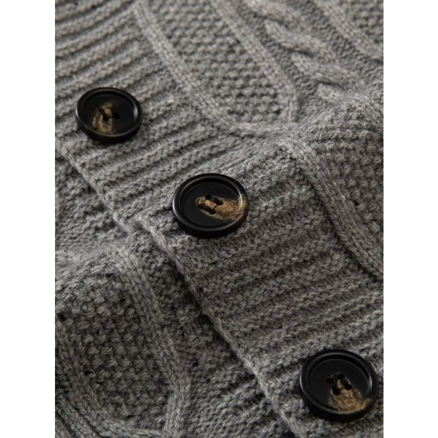 Men’s Plus Size Speckled Cable Knit Shawl Collar Cardigan Apparel and Accessories