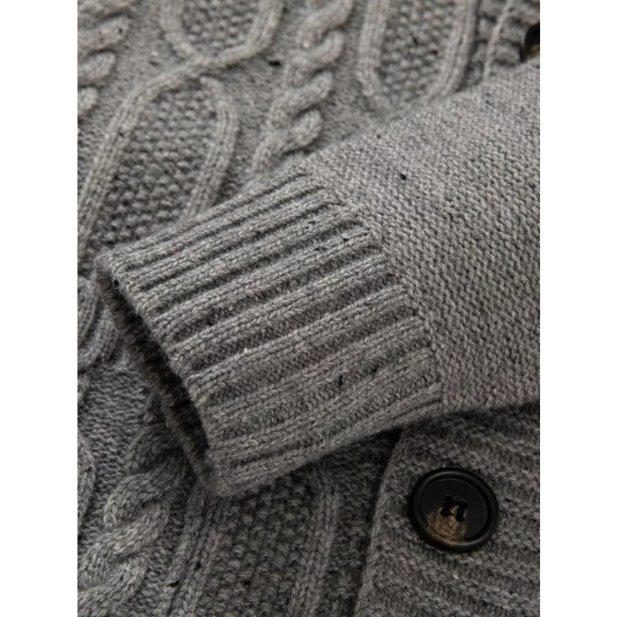 Men’s Plus Size Speckled Cable Knit Shawl Collar Cardigan Apparel and Accessories