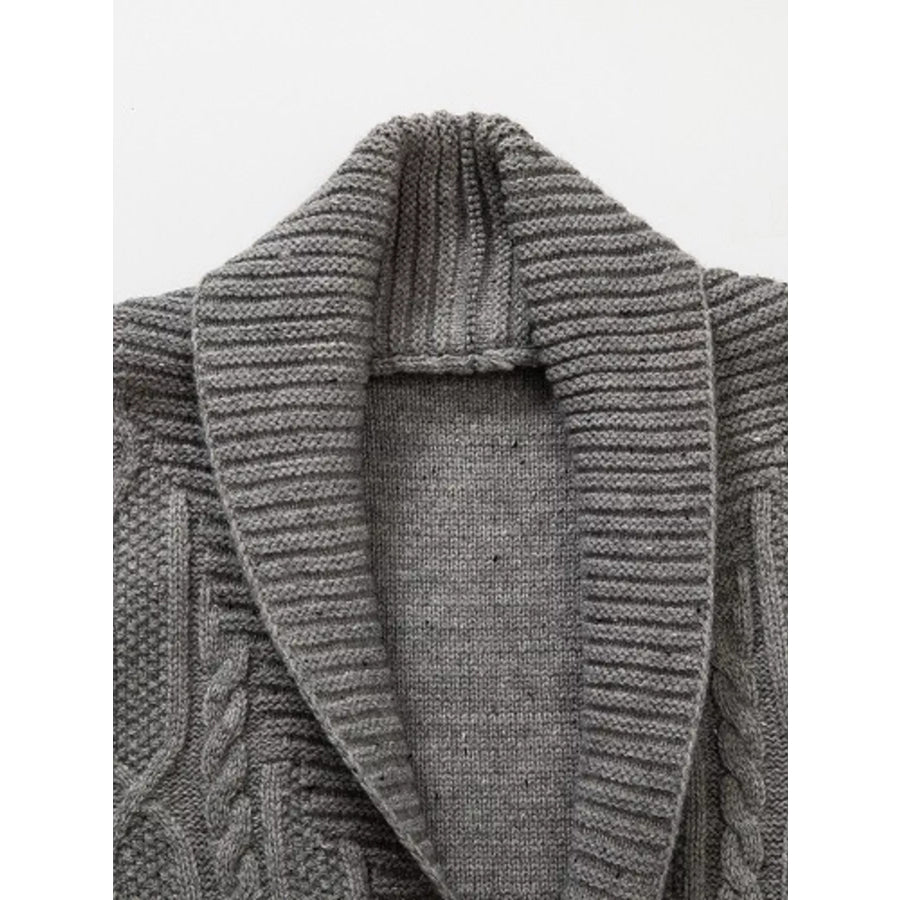 Men’s Plus Size Speckled Cable Knit Shawl Collar Cardigan Apparel and Accessories