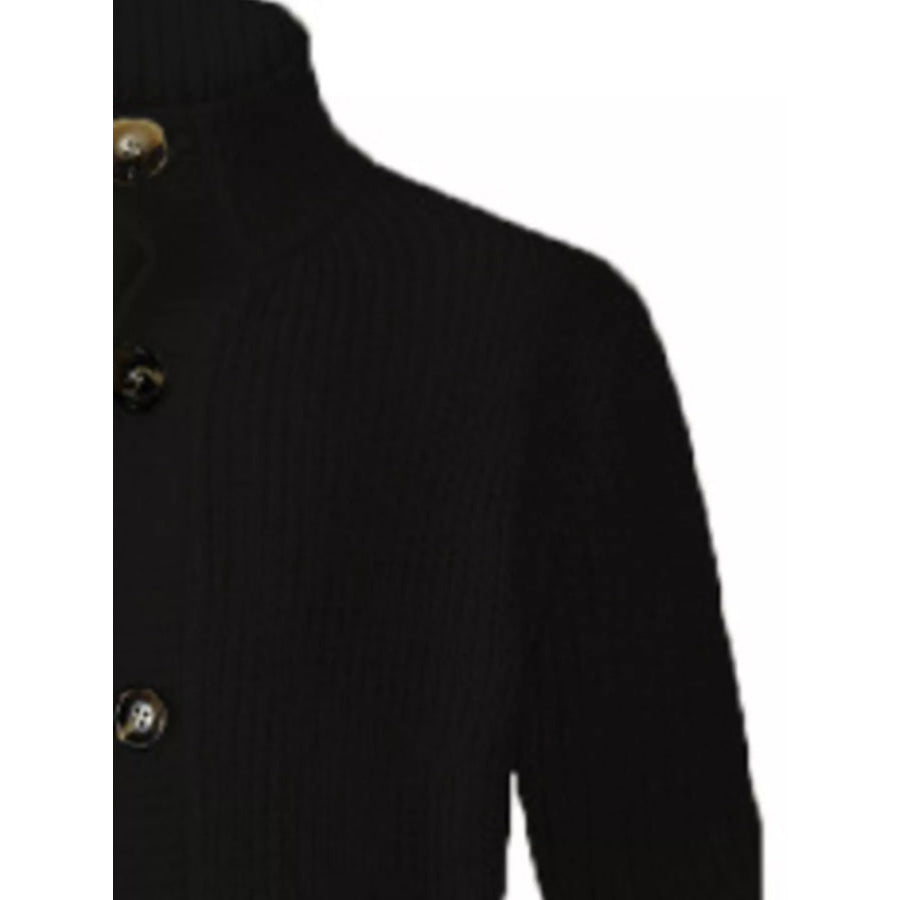 Men’s Plus Size Stand-Collar Ribbed Knit Button-Down Cardigan Apparel and Accessories