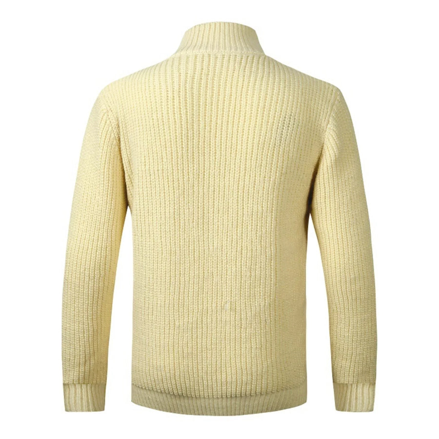 Men’s Plus Size Stand-Collar Ribbed Knit Button-Down Cardigan Apparel and Accessories