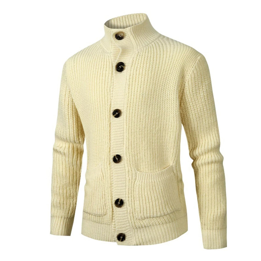 Men’s Plus Size Stand-Collar Ribbed Knit Button-Down Cardigan Apparel and Accessories