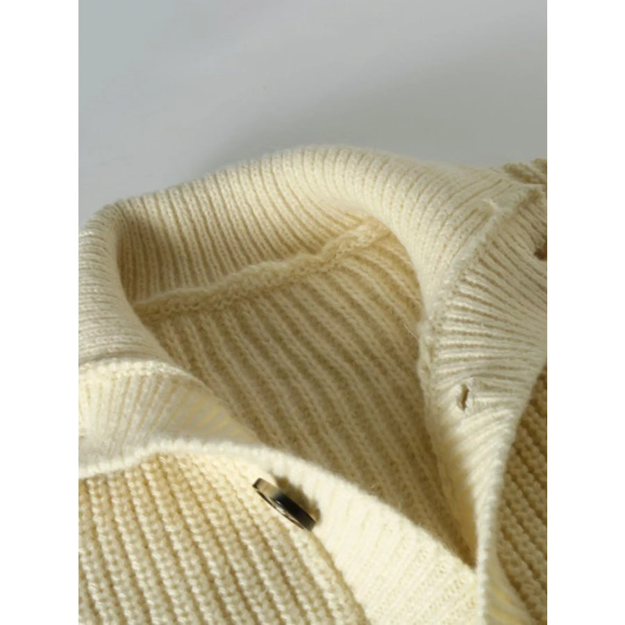 Men’s Plus Size Stand-Collar Ribbed Knit Button-Down Cardigan Apparel and Accessories