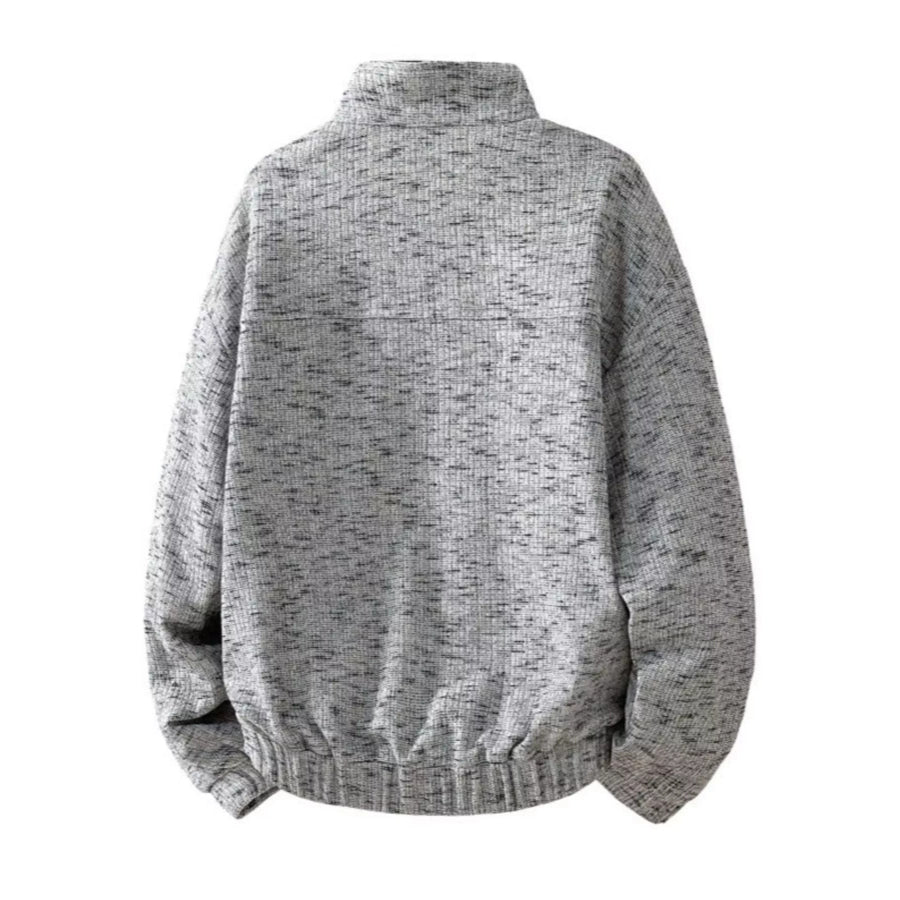 Men’s Plus Size Stand Collar Textured Sweatshirt with Kangaroo Pocket Apparel and Accessories