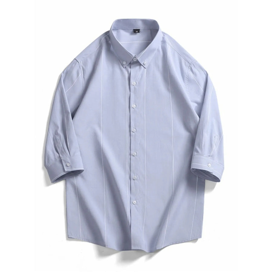Men’s Plus Size Striped Button-Down Shirt Blue / M Apparel and Accessories