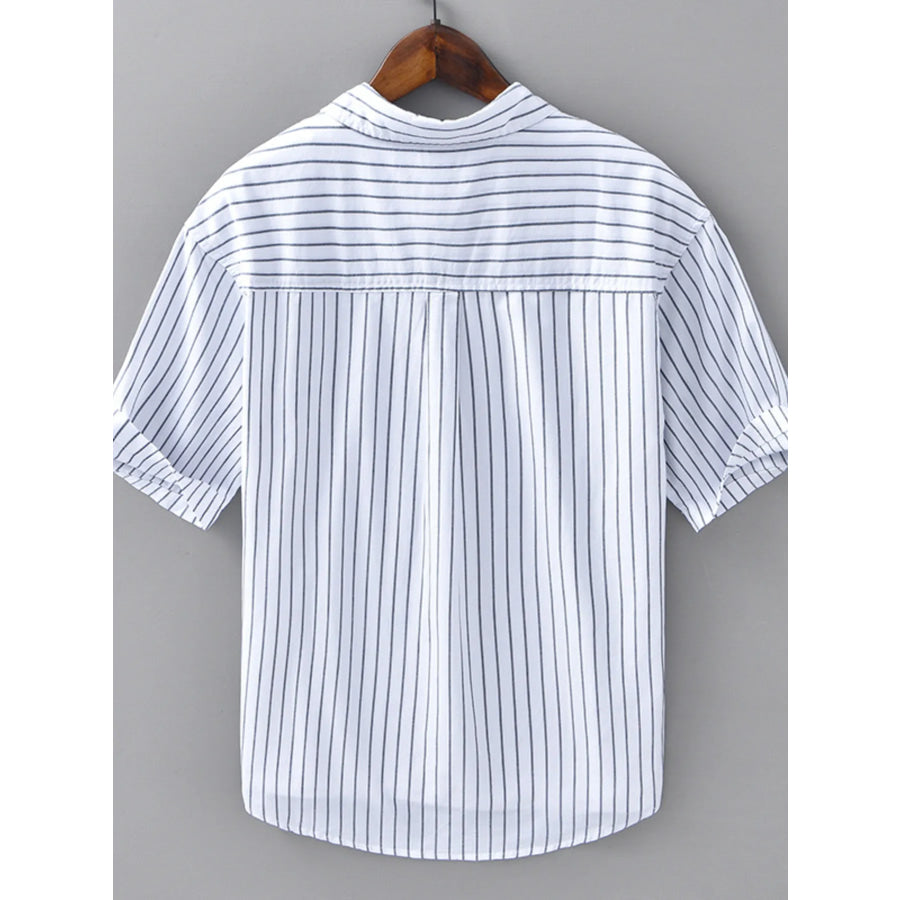 Men’s Plus Size Striped Button Up Long Sleeve Shirt Apparel and Accessories