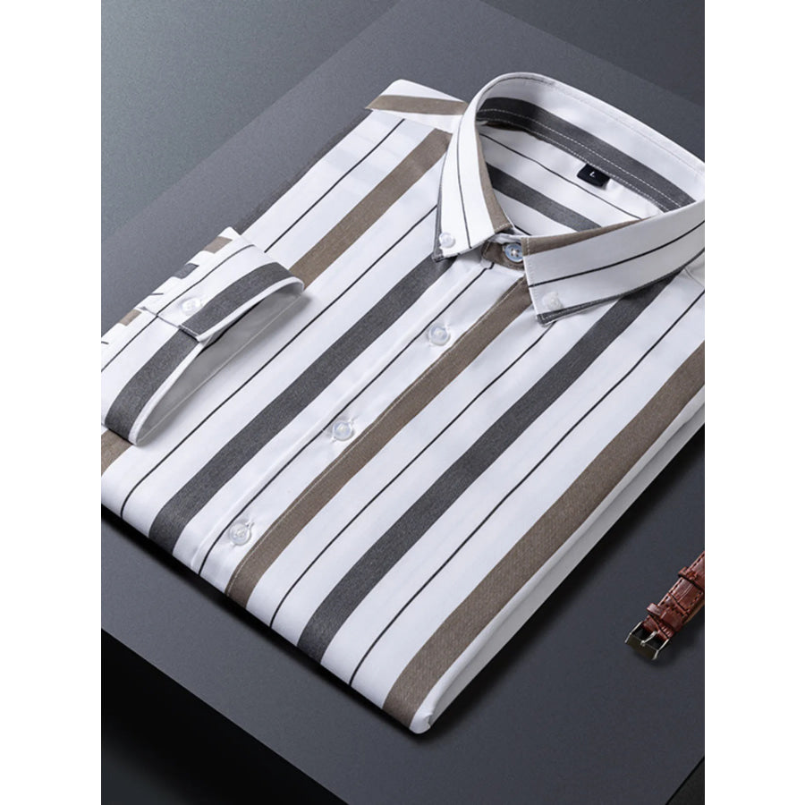 Men’s Plus Size Striped Casual Half Sleeve Shirt Apparel and Accessories