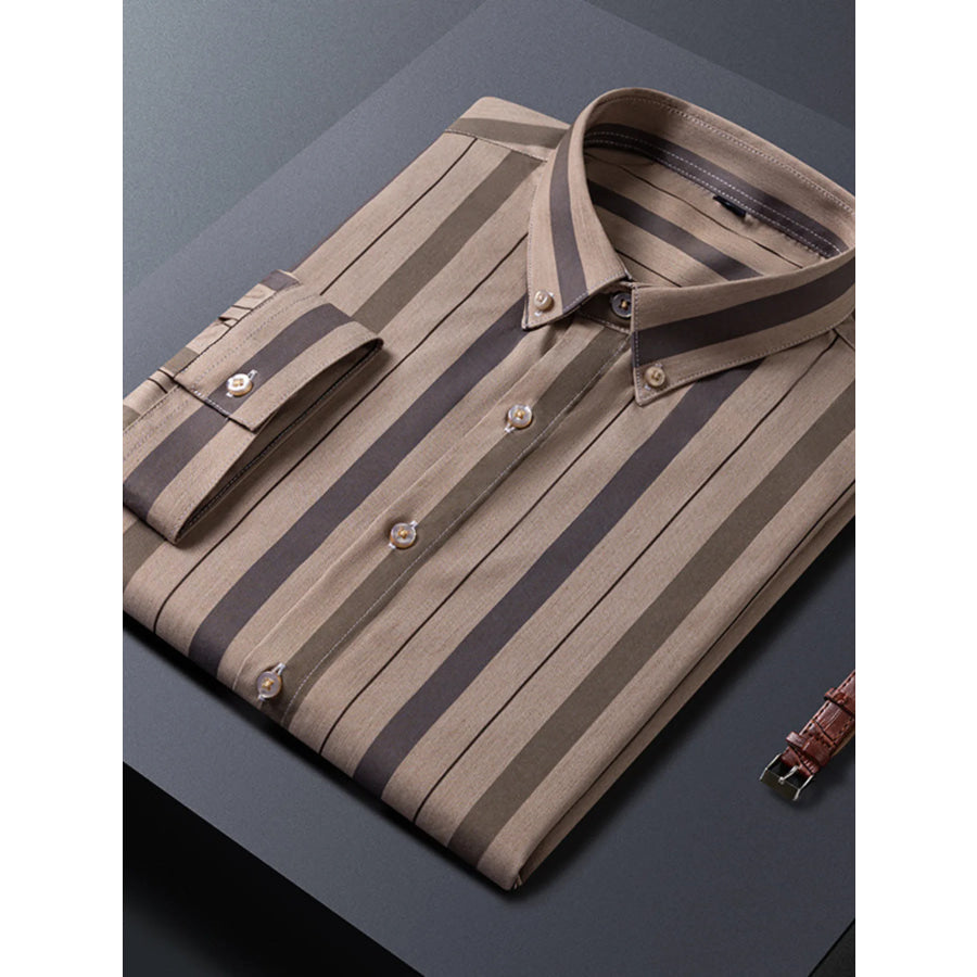 Men’s Plus Size Striped Casual Half Sleeve Shirt Apparel and Accessories