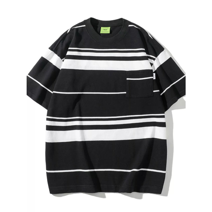 Men’s Plus Size Striped Half Sleeve T-Shirt Apparel and Accessories