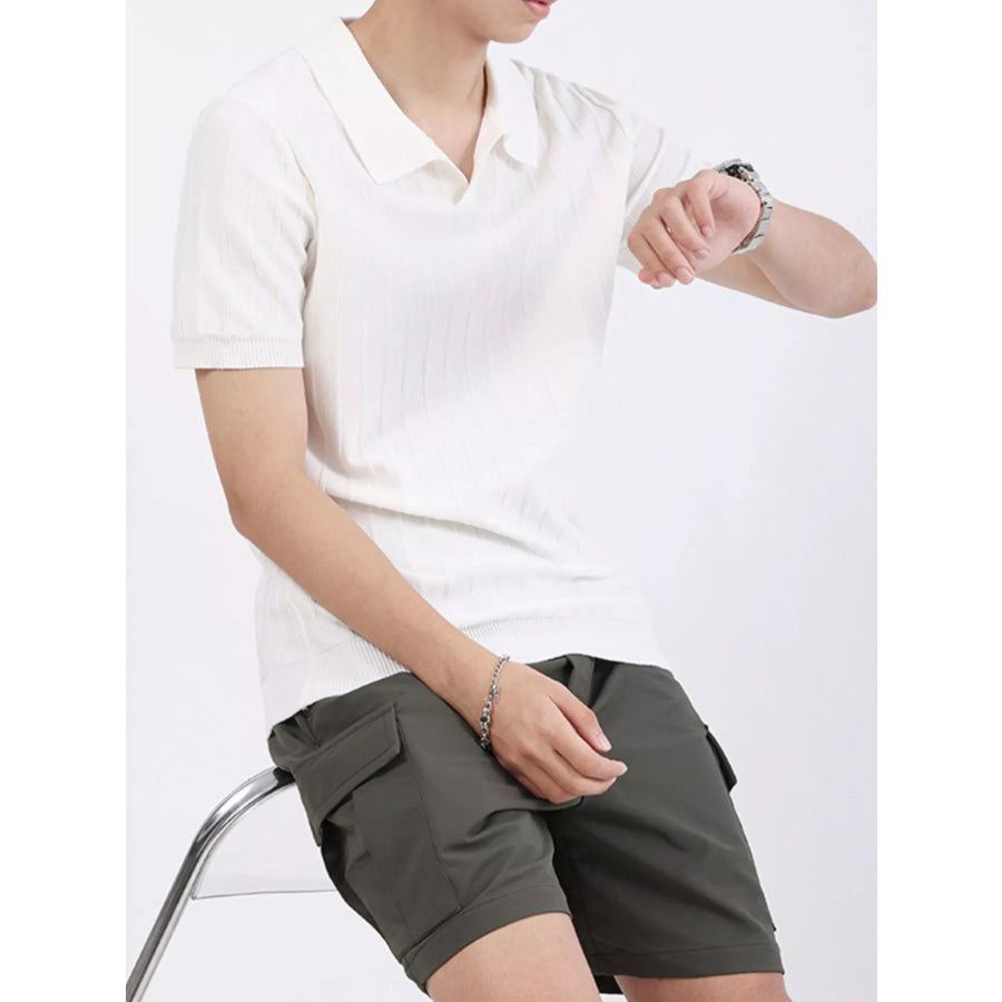 Men’s Plus Size Striped Knitted Polo Apparel and Accessories
