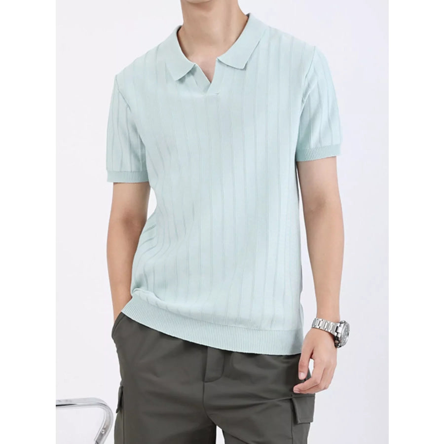 Men’s Plus Size Striped Knitted Polo Apparel and Accessories