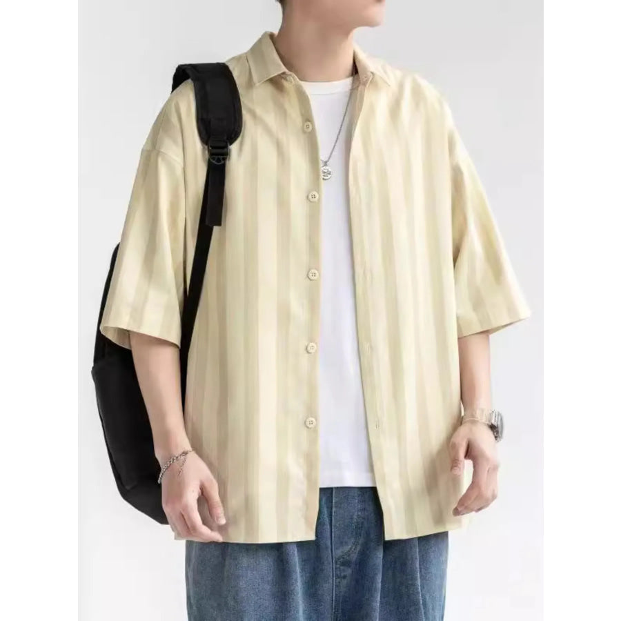 Men’s Plus Size Striped Loose Fit Short Sleeve Shirt Apparel and Accessories