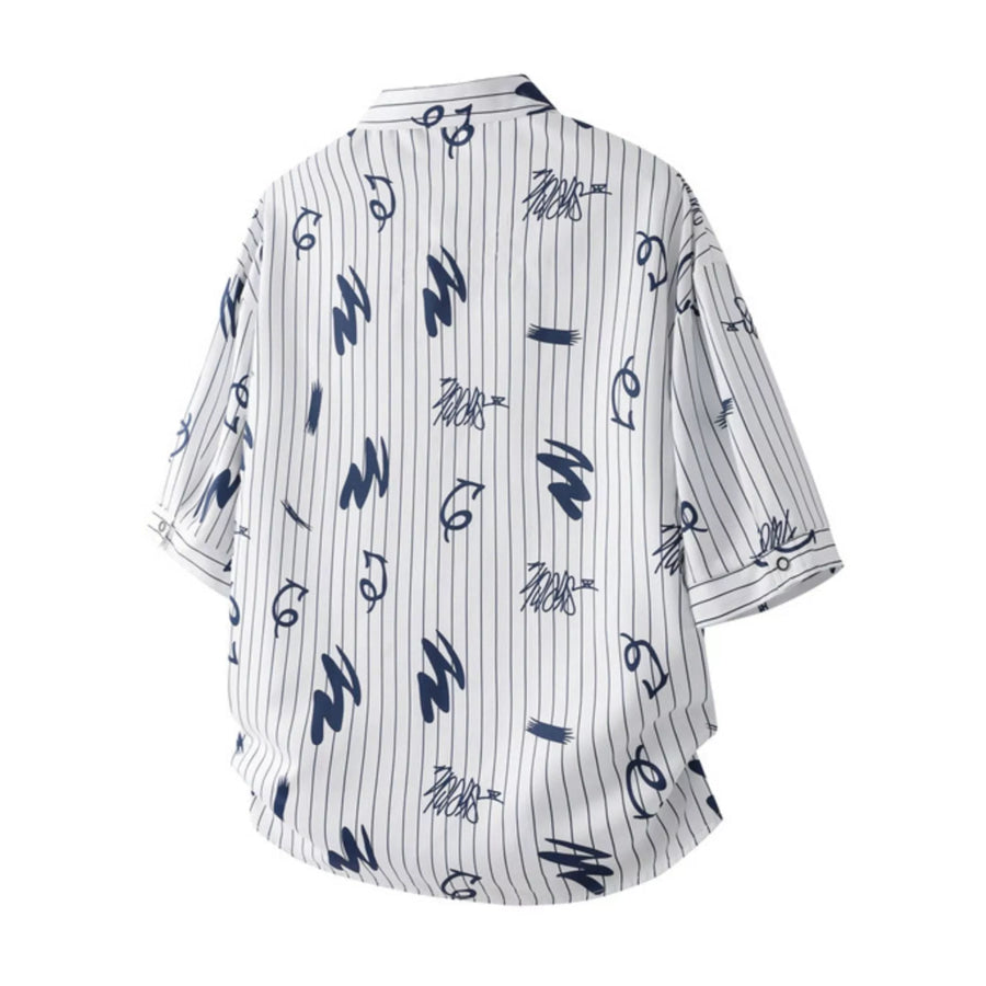 Men’s Plus Size Striped Print Short Sleeve Casual Shirt Apparel and Accessories