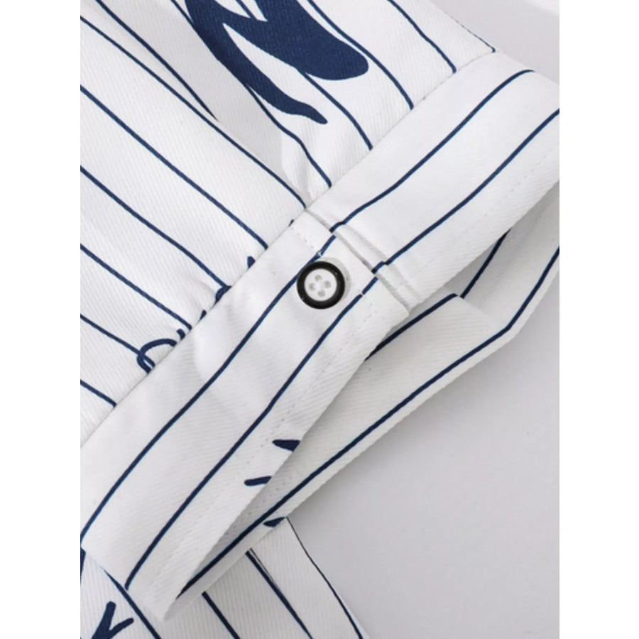 Men’s Plus Size Striped Print Short Sleeve Casual Shirt Apparel and Accessories