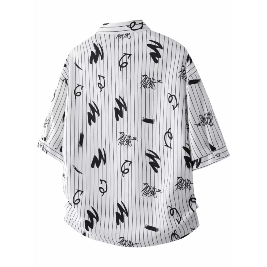 Men’s Plus Size Striped Print Short Sleeve Casual Shirt Apparel and Accessories