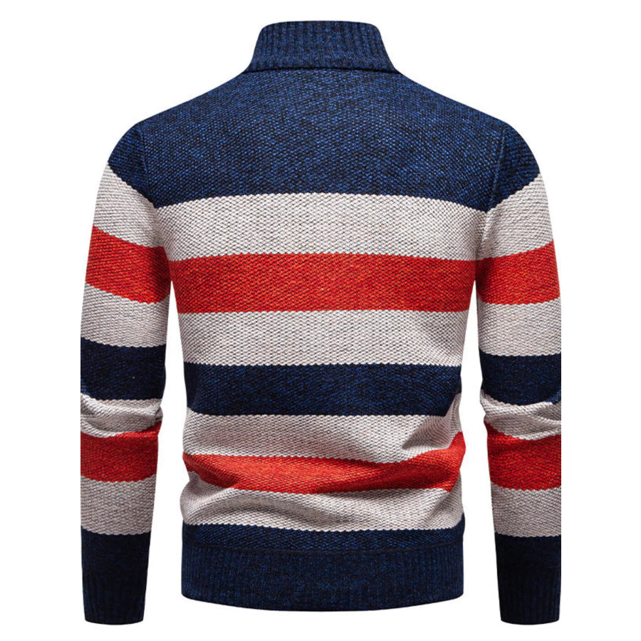 Men’s Plus Size Striped Quarter-Zip Sweater Apparel and Accessories