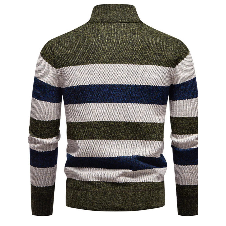 Men’s Plus Size Striped Quarter-Zip Sweater Apparel and Accessories