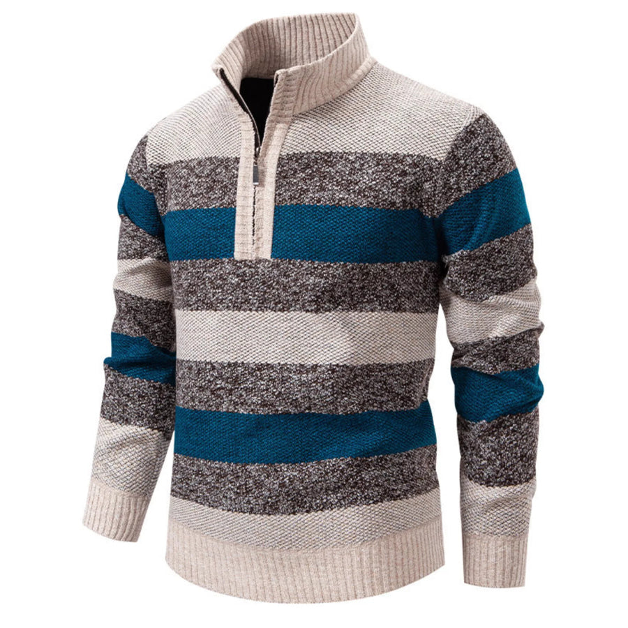 Men’s Plus Size Striped Quarter-Zip Sweater Apparel and Accessories