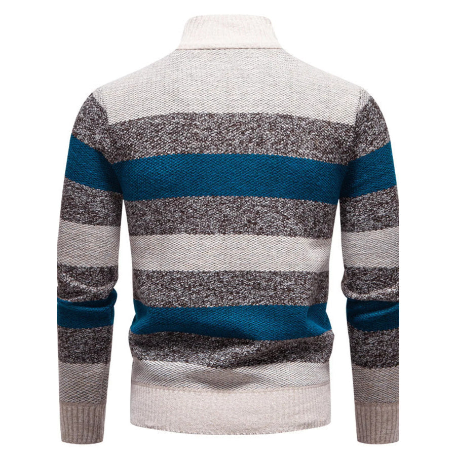 Men’s Plus Size Striped Quarter-Zip Sweater Apparel and Accessories