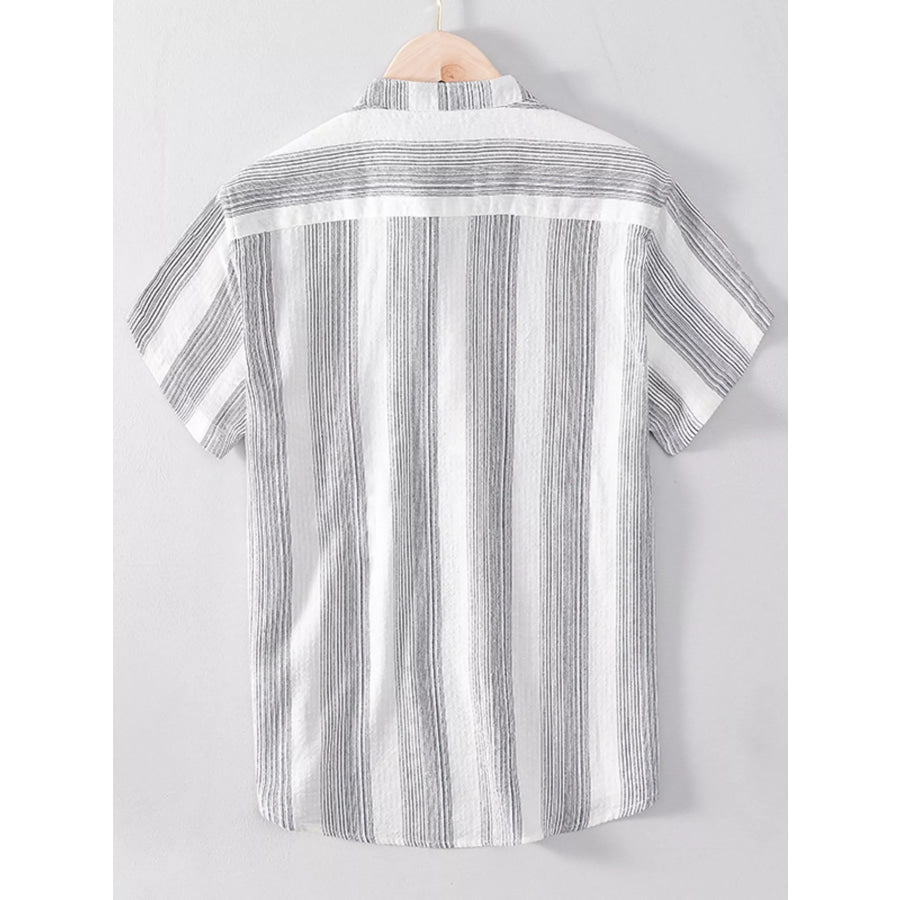 Men’s Plus Size Striped Short Sleeve Blouse Apparel and Accessories