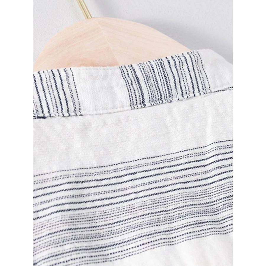 Men’s Plus Size Striped Short Sleeve Blouse Apparel and Accessories
