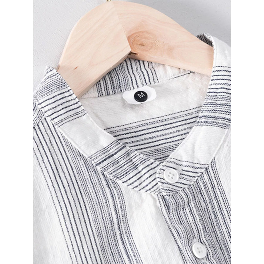Men’s Plus Size Striped Short Sleeve Blouse Apparel and Accessories