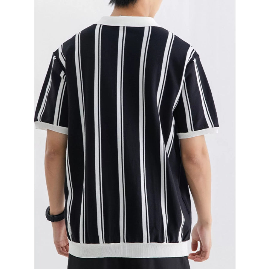 Men’s Plus Size Striped Short Sleeve Polo Apparel and Accessories