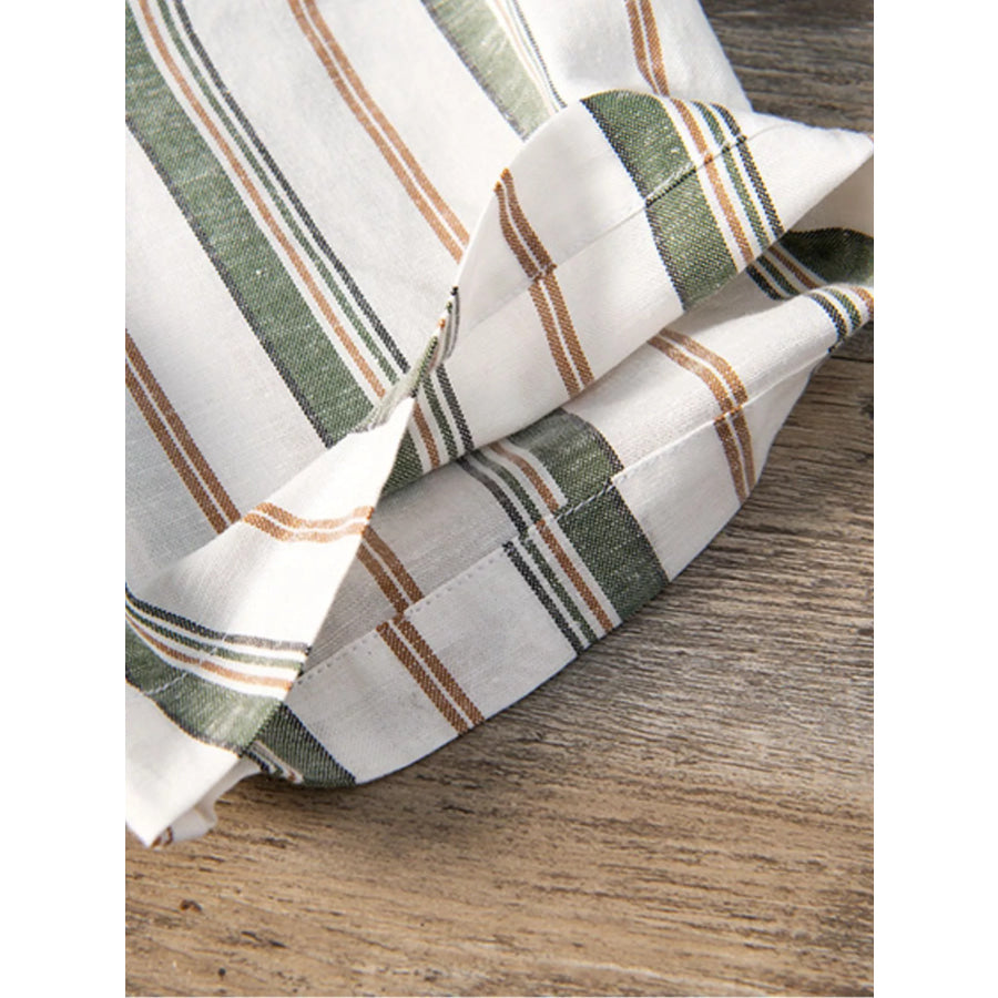 Men’s Plus Size Striped Short Sleeve Shirt Apparel and Accessories