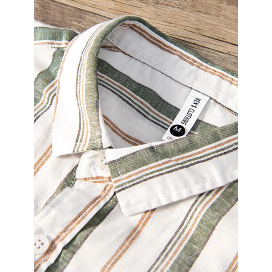 Men’s Plus Size Striped Short Sleeve Shirt Apparel and Accessories