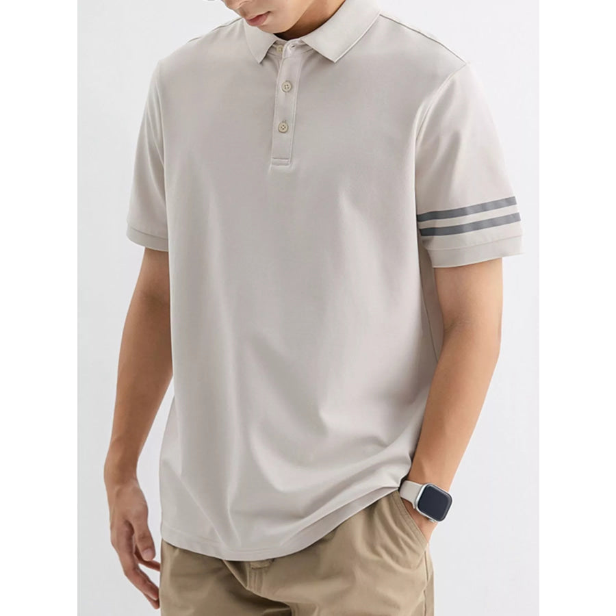 Men’s Plus Size Striped Sleeve Casual Polo Apparel and Accessories