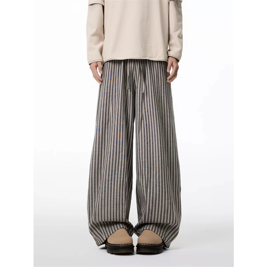 Men’s Plus Size Striped Wide-Leg Casual Pants Apparel and Accessories