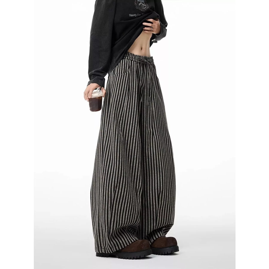 Men’s Plus Size Striped Wide-Leg Casual Pants Apparel and Accessories
